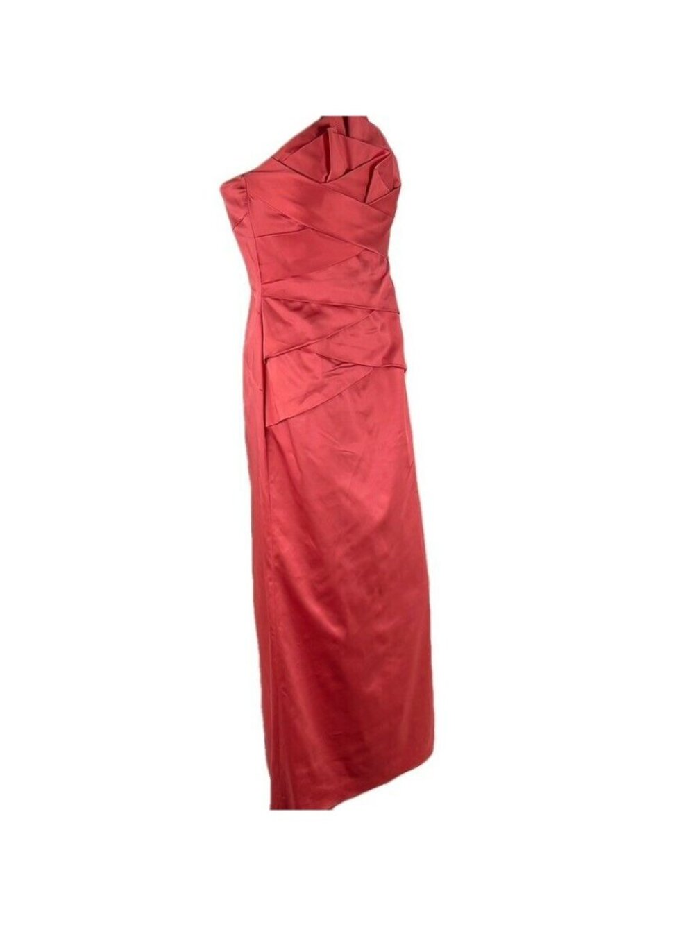 Phoebe Couture Strapless Red Satin Evening Gown